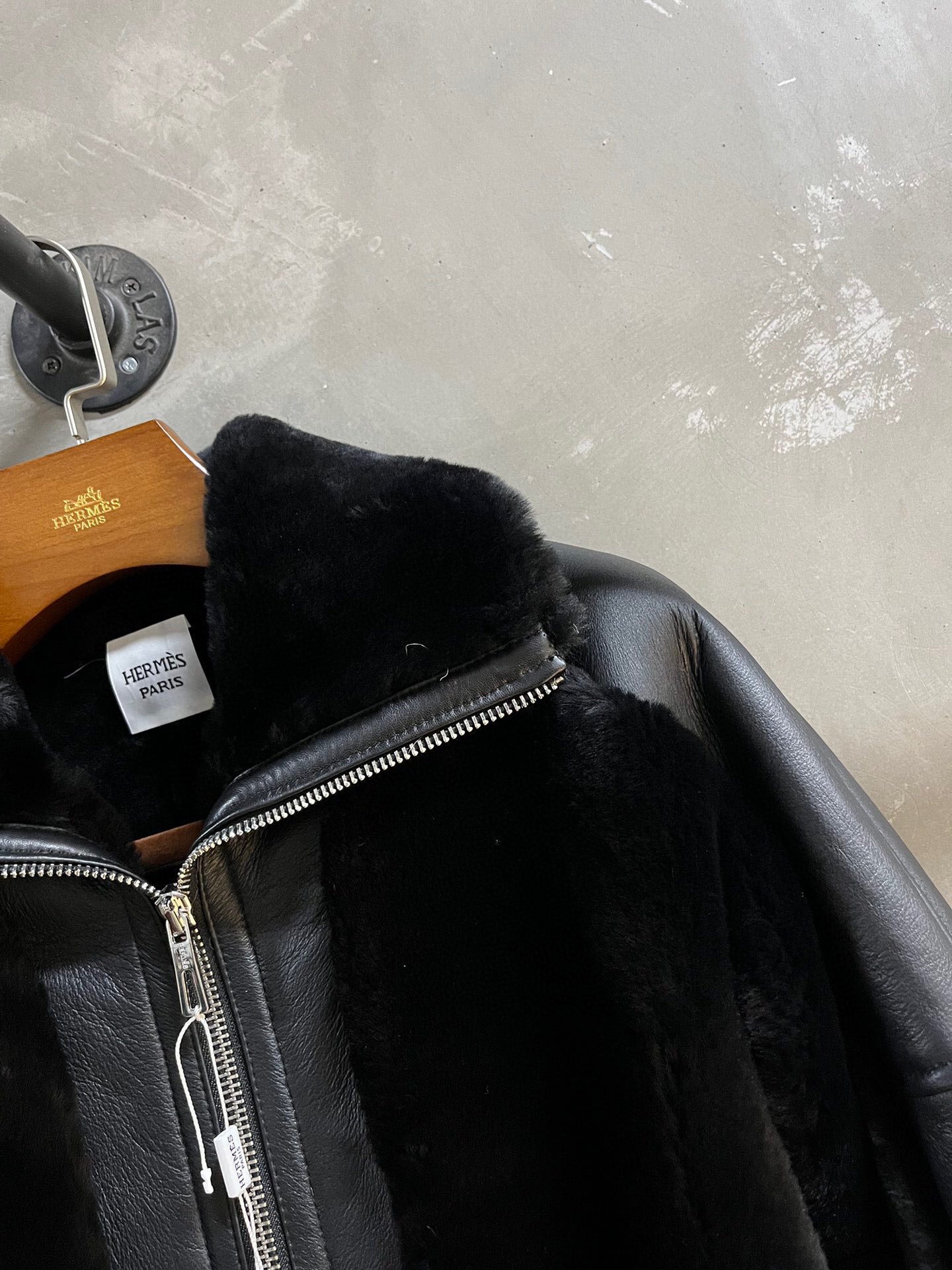 Shearling Leather Aviator Long Jacket