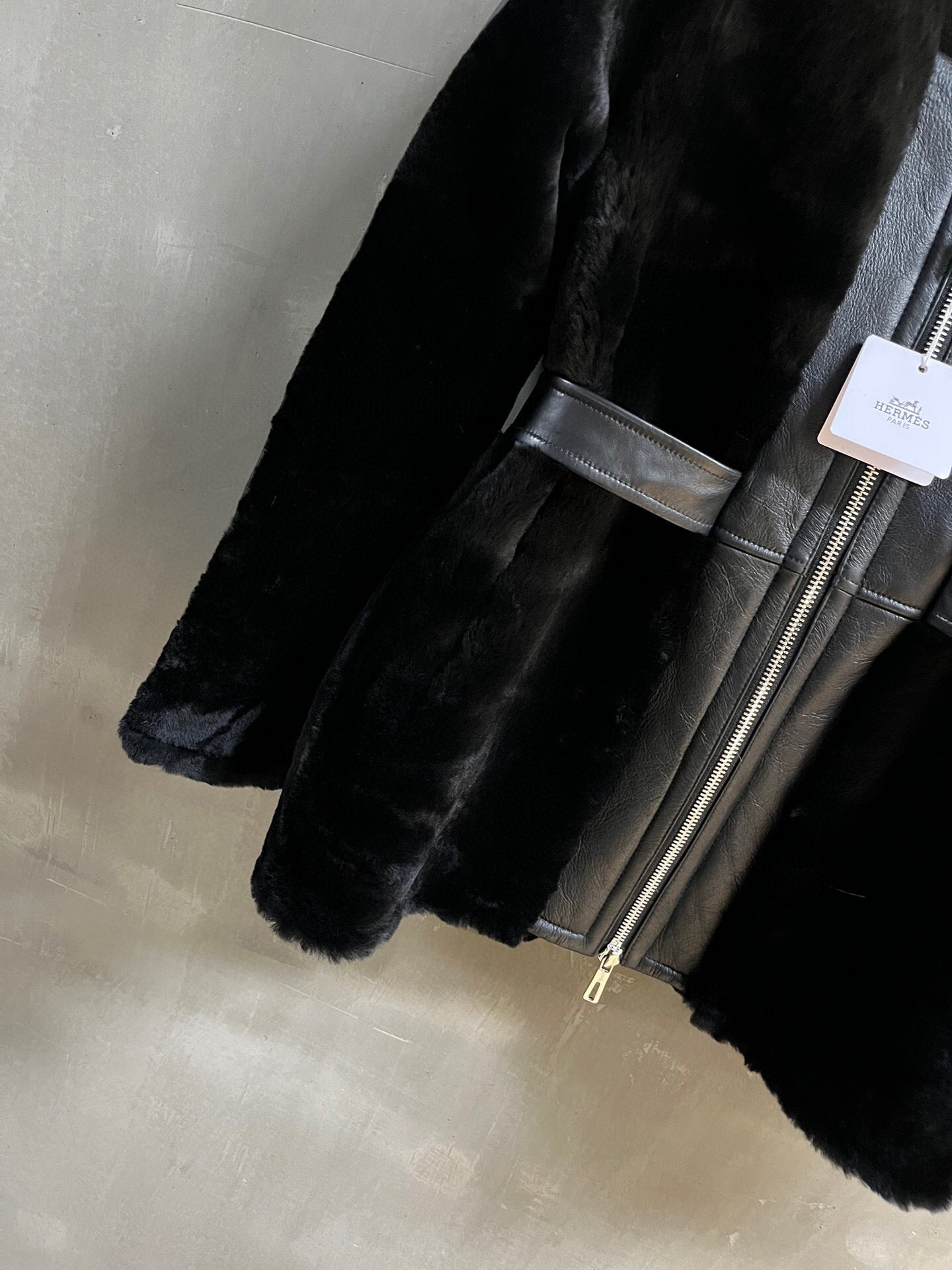 Shearling Leather Aviator Long Jacket