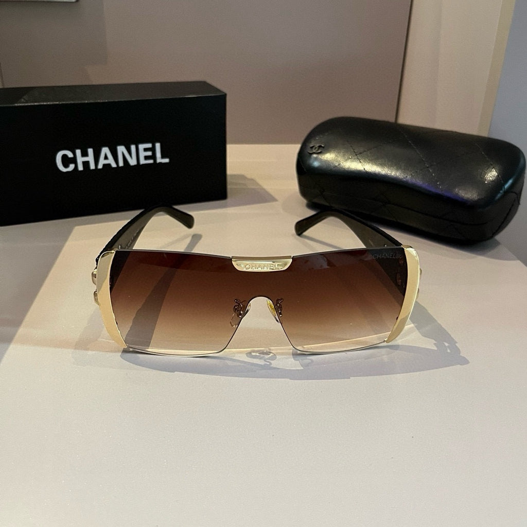 Brown & Gold Shield Sunglasses