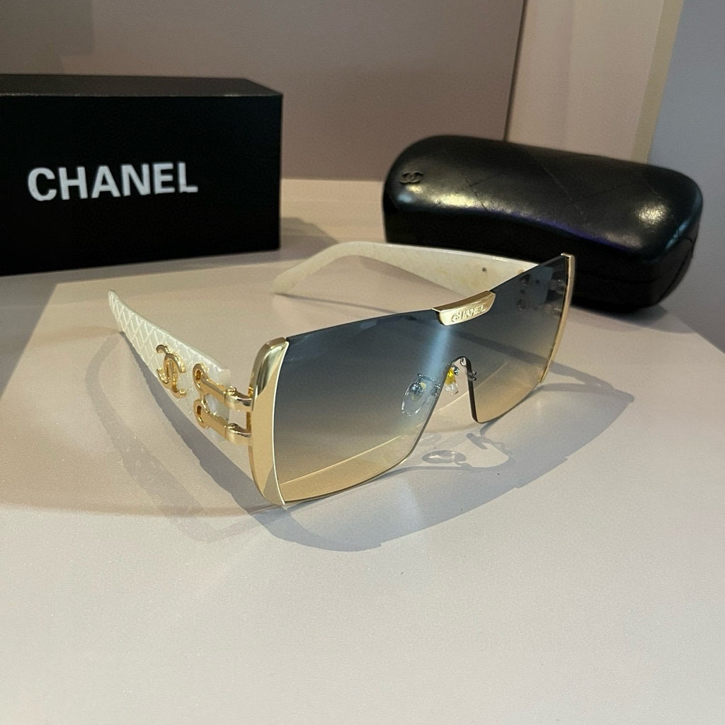 White & Gold Shield Sunglasses