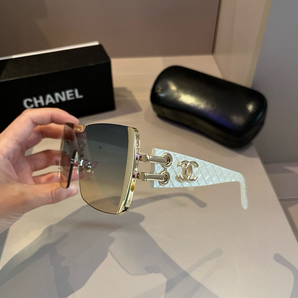 White & Gold Shield Sunglasses