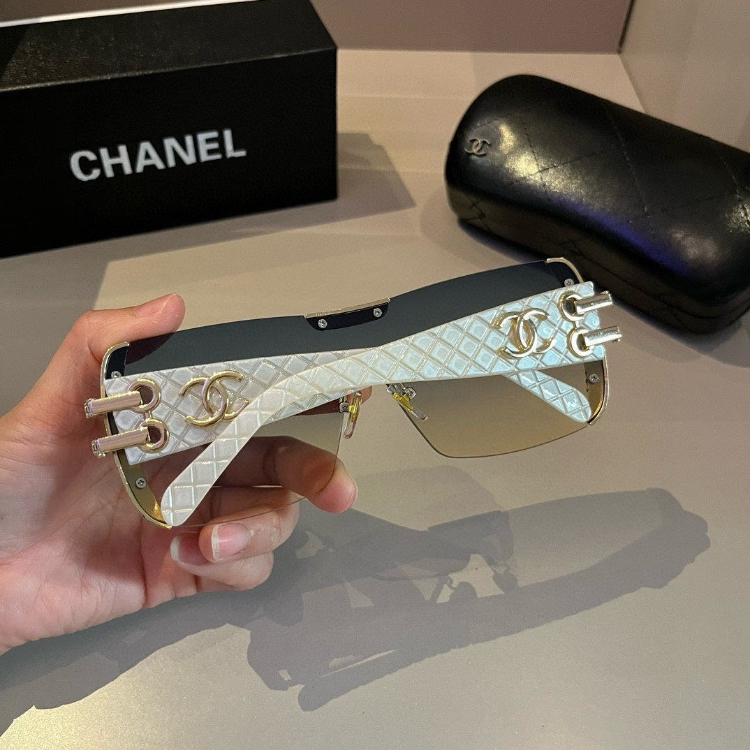 White & Gold Shield Sunglasses