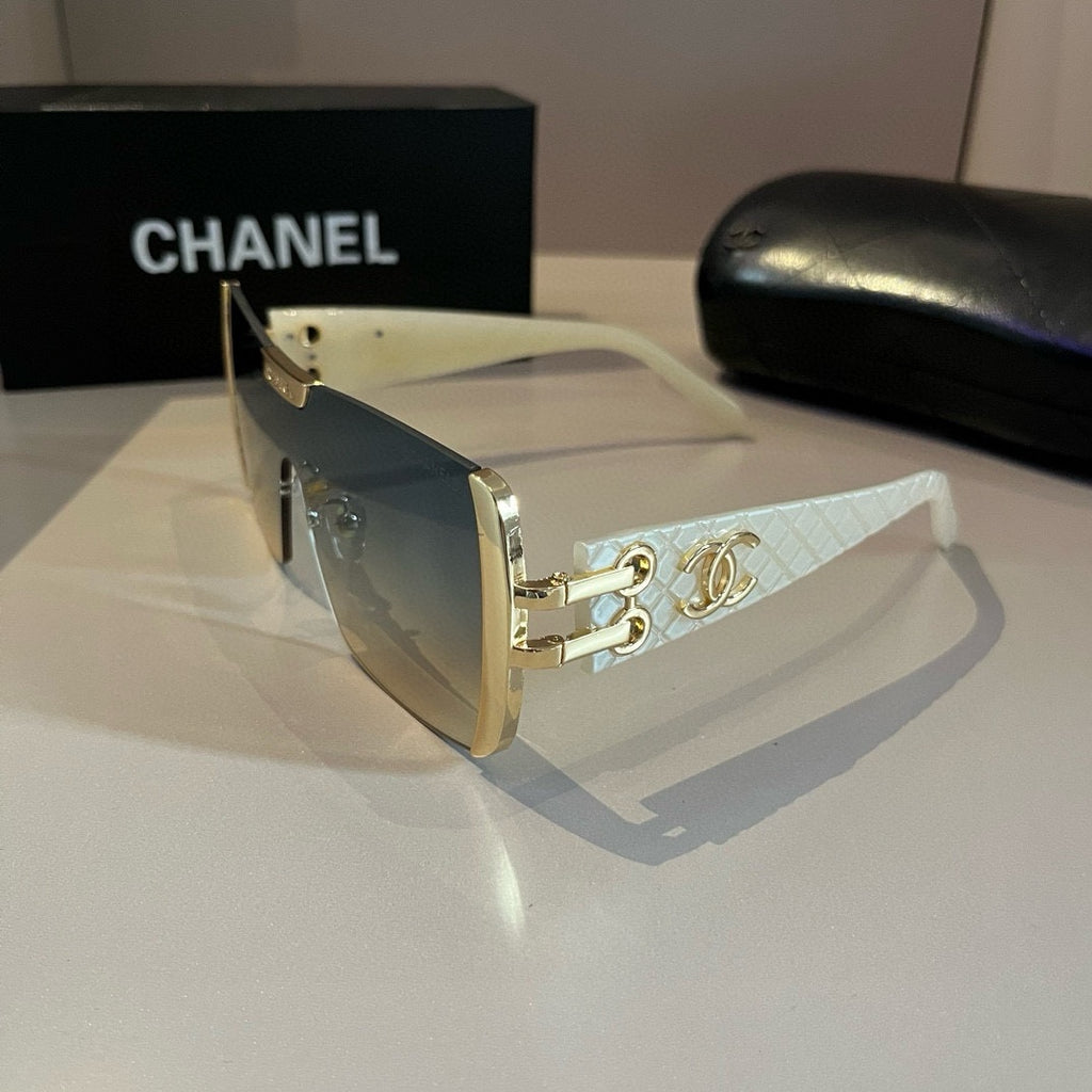 White & Gold Shield Sunglasses