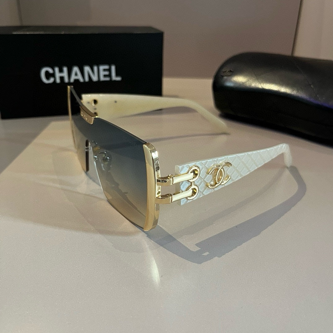 White & Gold Shield Sunglasses