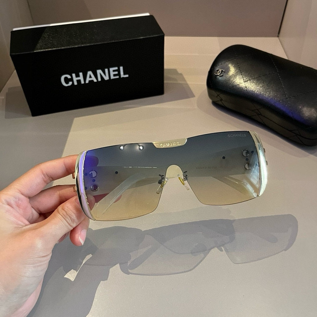 White & Gold Shield Sunglasses