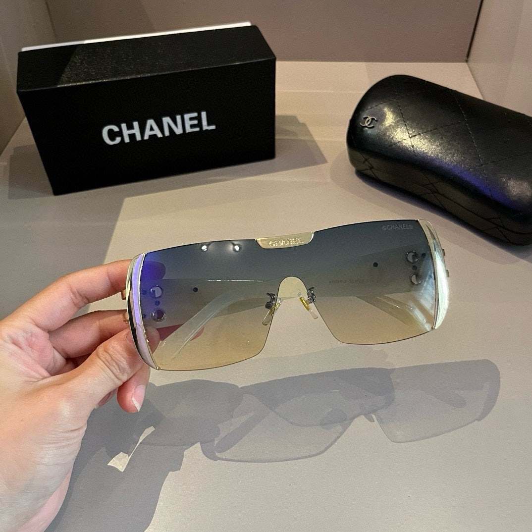 White & Gold Shield Sunglasses