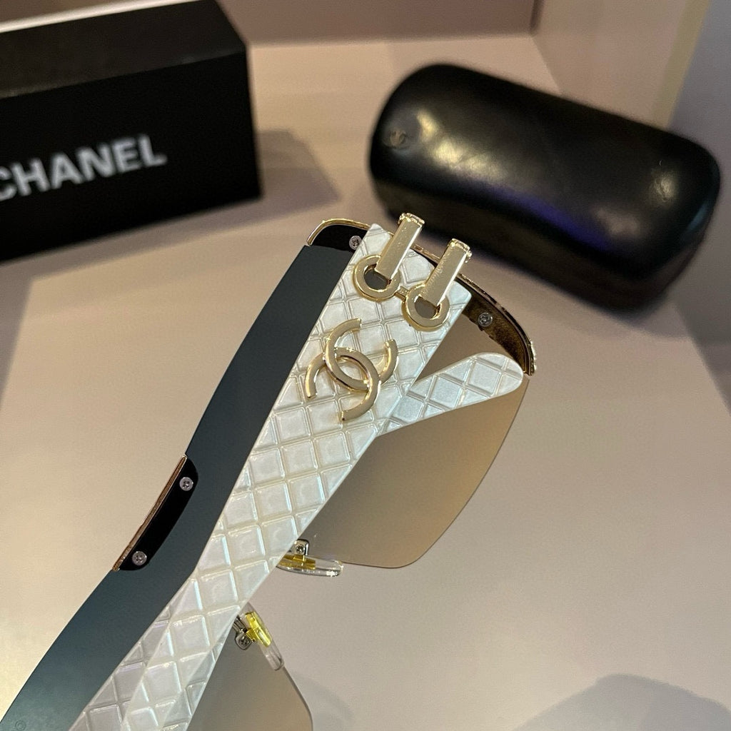 White & Gold Shield Sunglasses