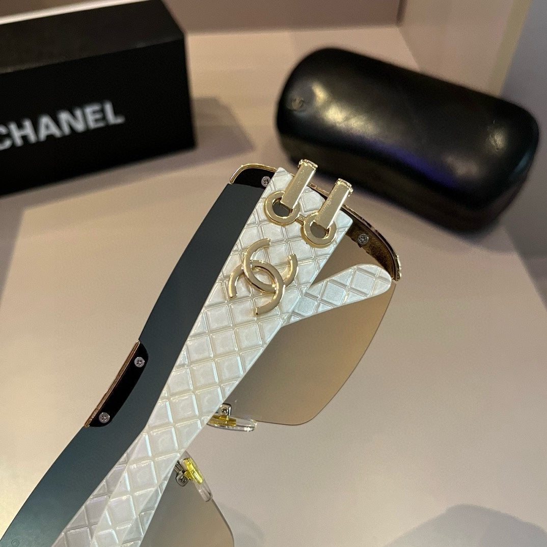 White & Gold Shield Sunglasses