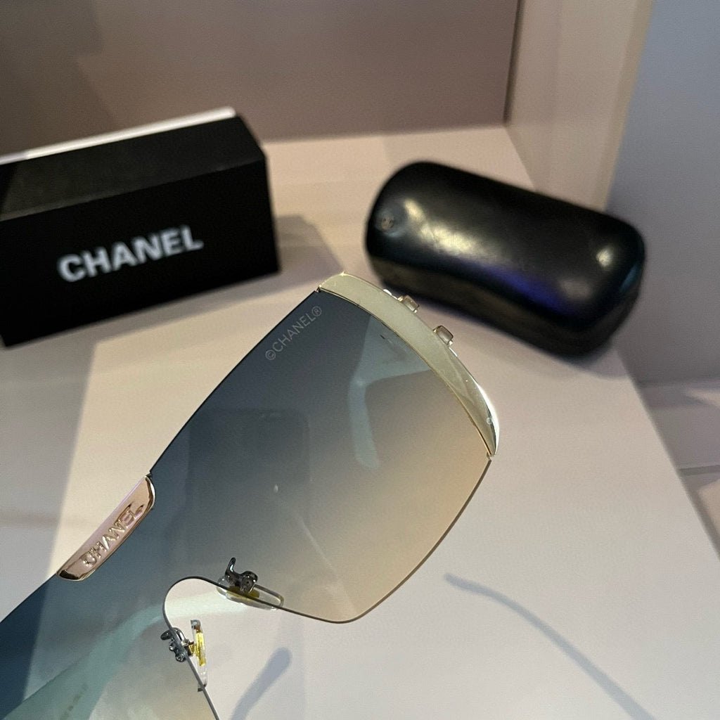 White & Gold Shield Sunglasses