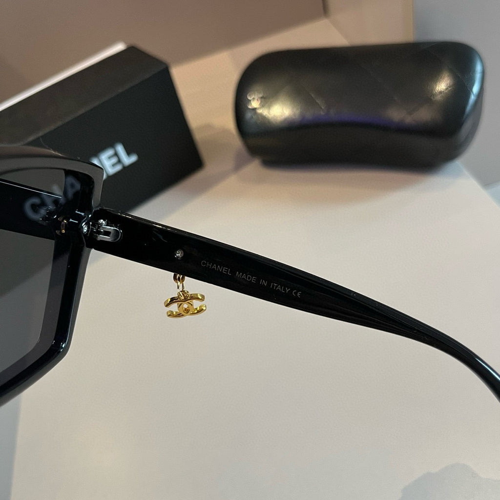 Black & Gold Drop-Logo Sunglasses