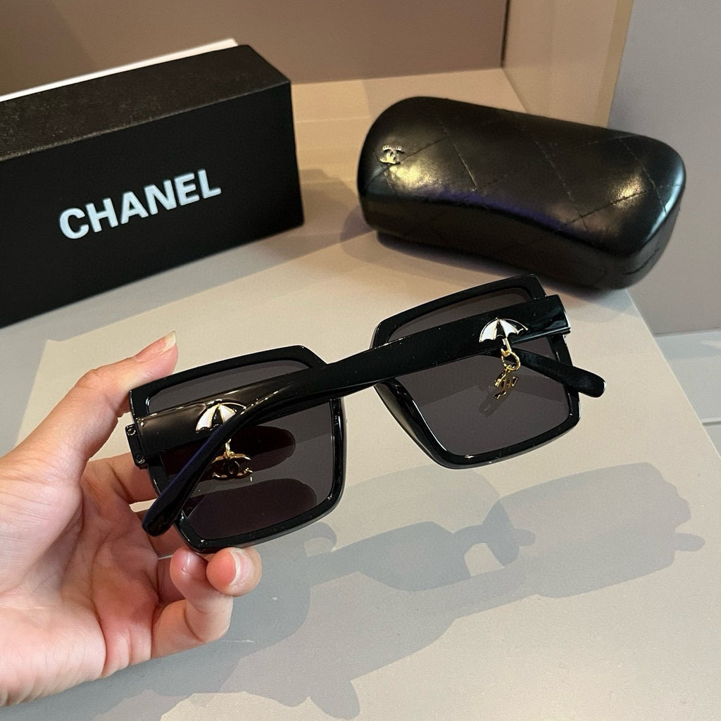 Black & Gold Drop-Logo Sunglasses