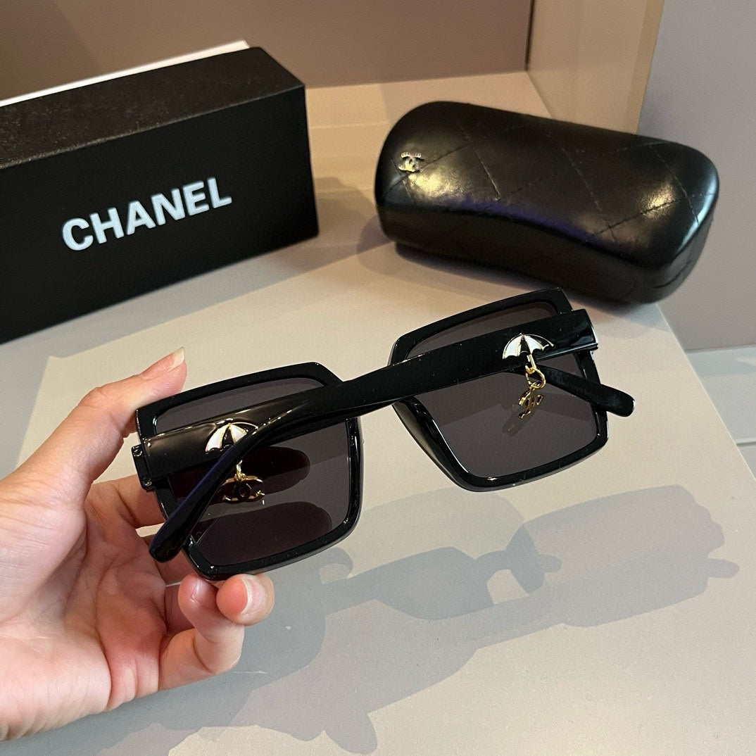 Black & Gold Drop-Logo Sunglasses