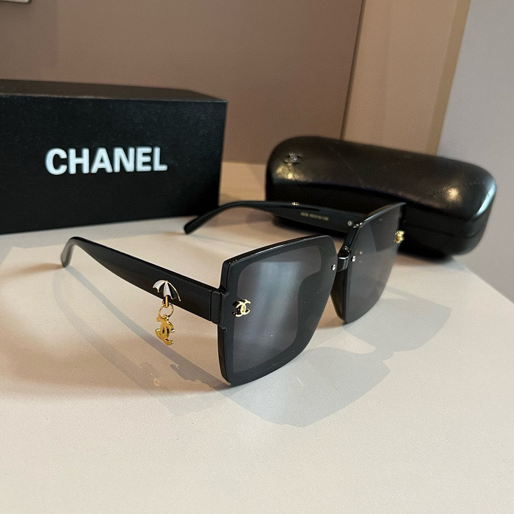 Black & Gold Drop-Logo Sunglasses