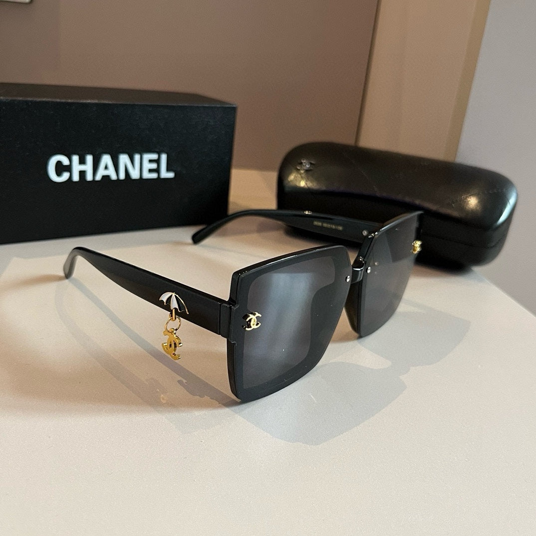 Black & Gold Drop-Logo Sunglasses