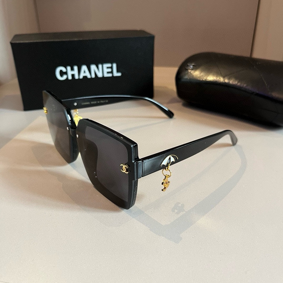 Black & Gold Drop-Logo Sunglasses