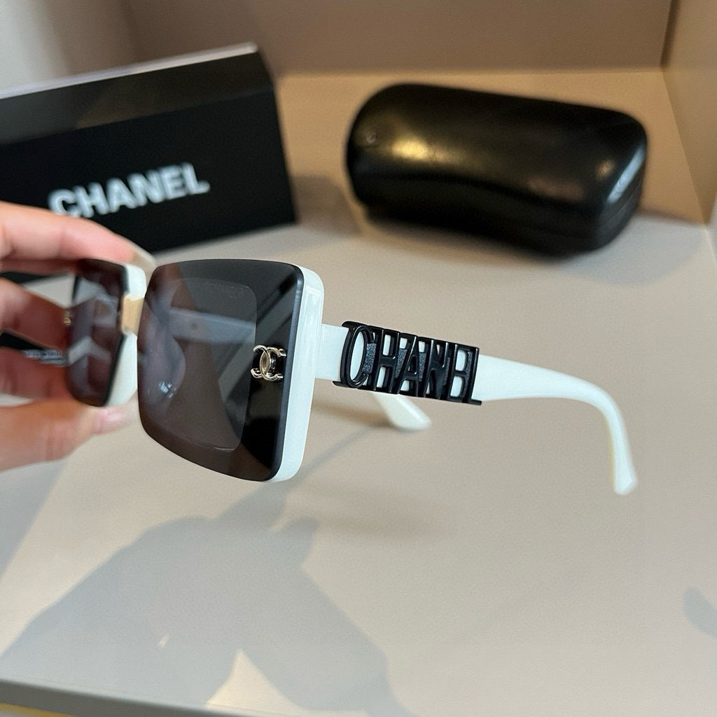 White & Black Logo Shield Sunglasses