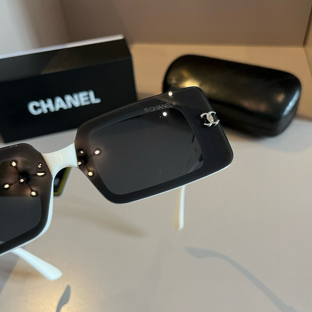 White & Black Logo Shield Sunglasses