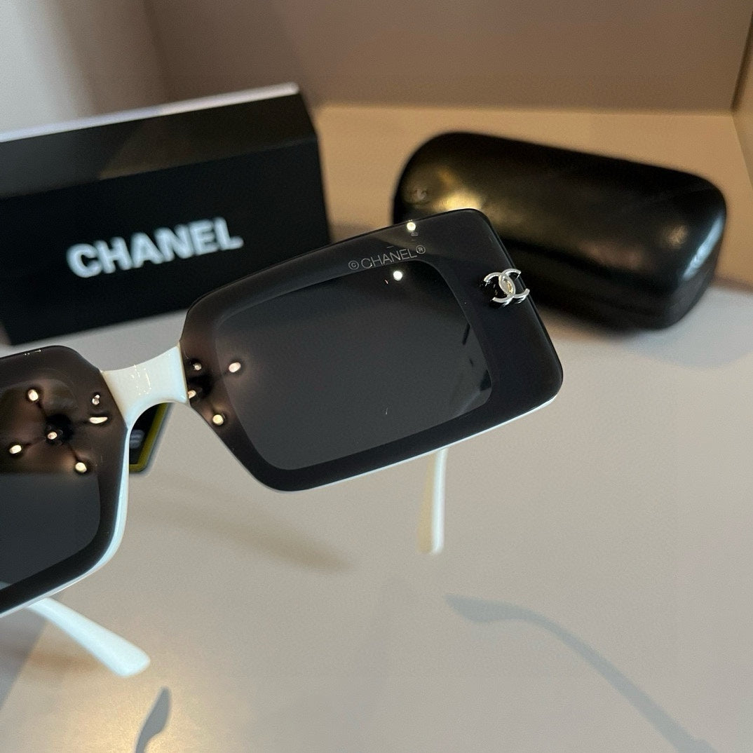 White & Black Logo Shield Sunglasses