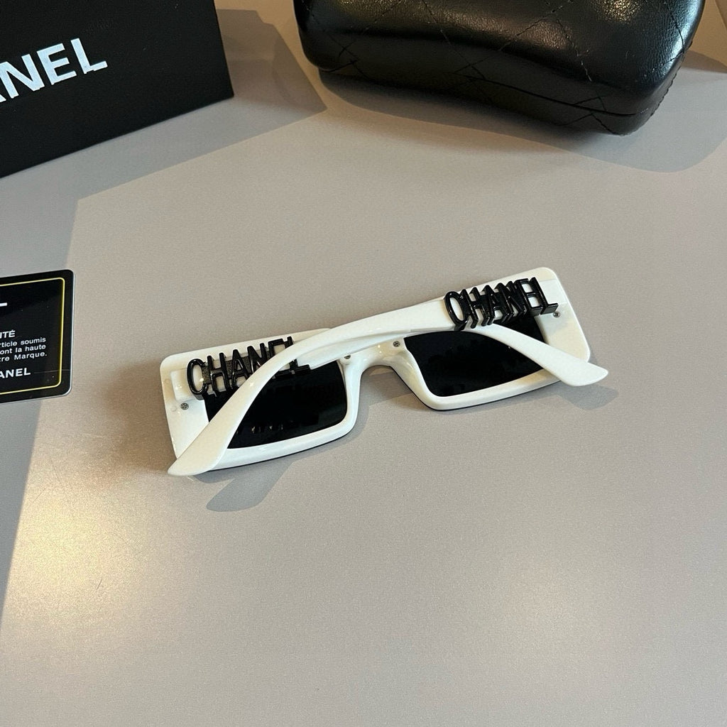 White & Black Logo Shield Sunglasses