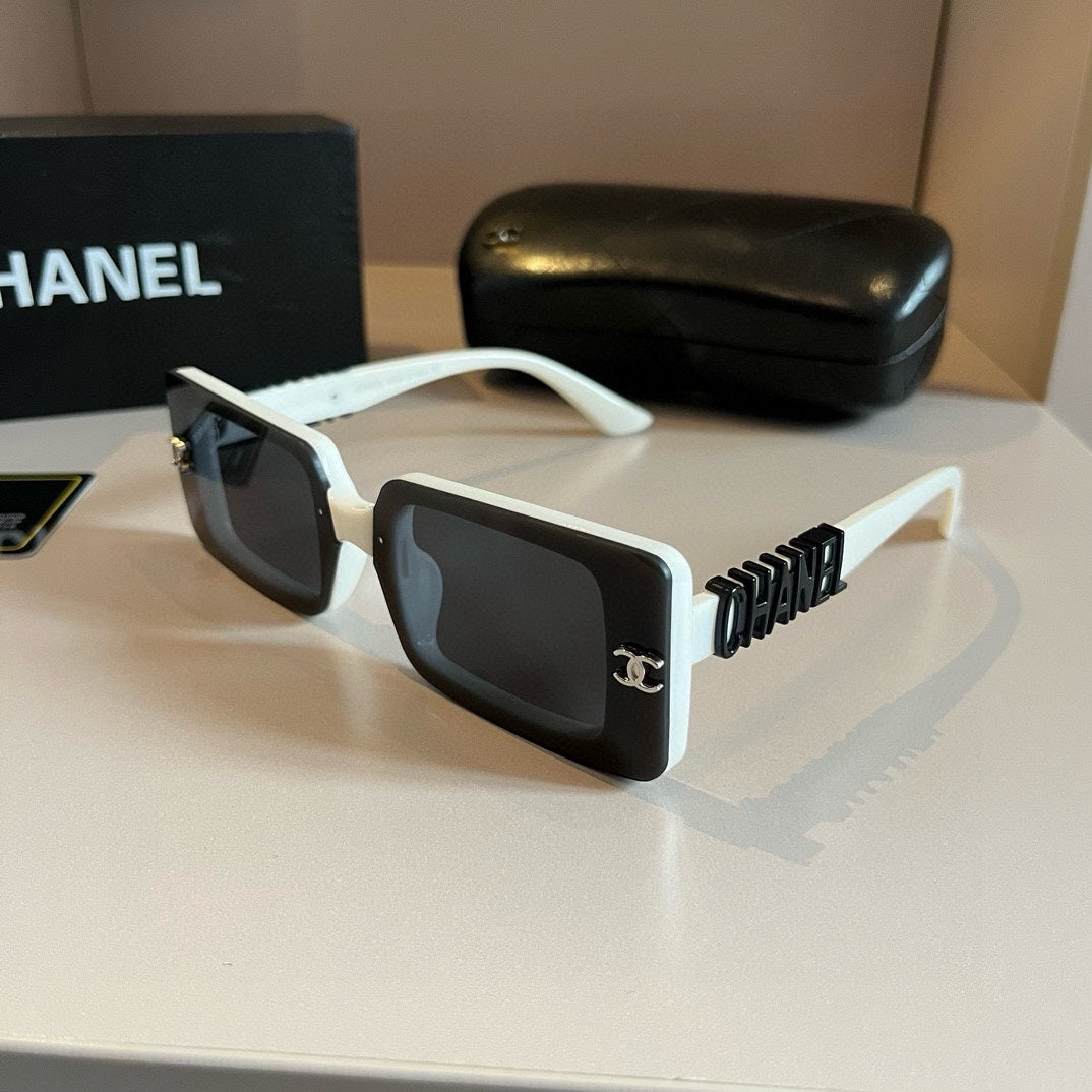 White & Black Logo Shield Sunglasses