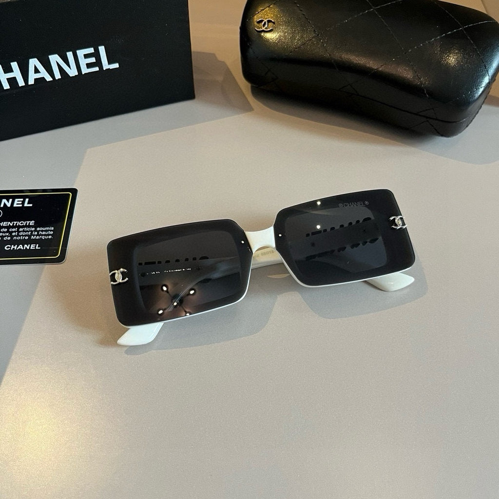 White & Black Logo Shield Sunglasses