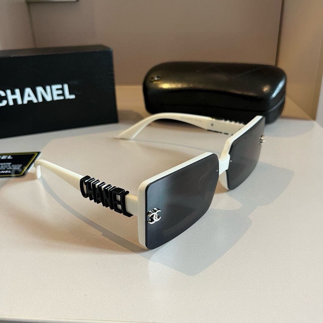 White & Black Logo Shield Sunglasses