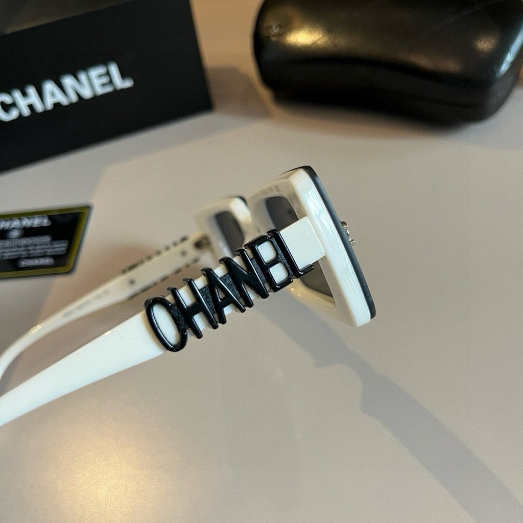 White & Black Logo Shield Sunglasses