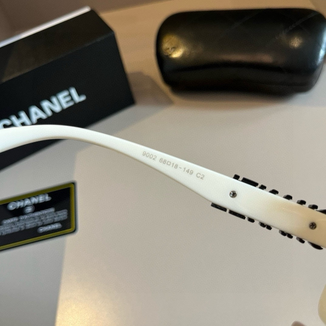 White & Black Logo Shield Sunglasses