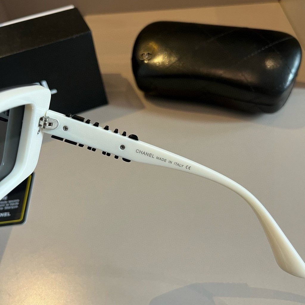 White & Black Logo Shield Sunglasses