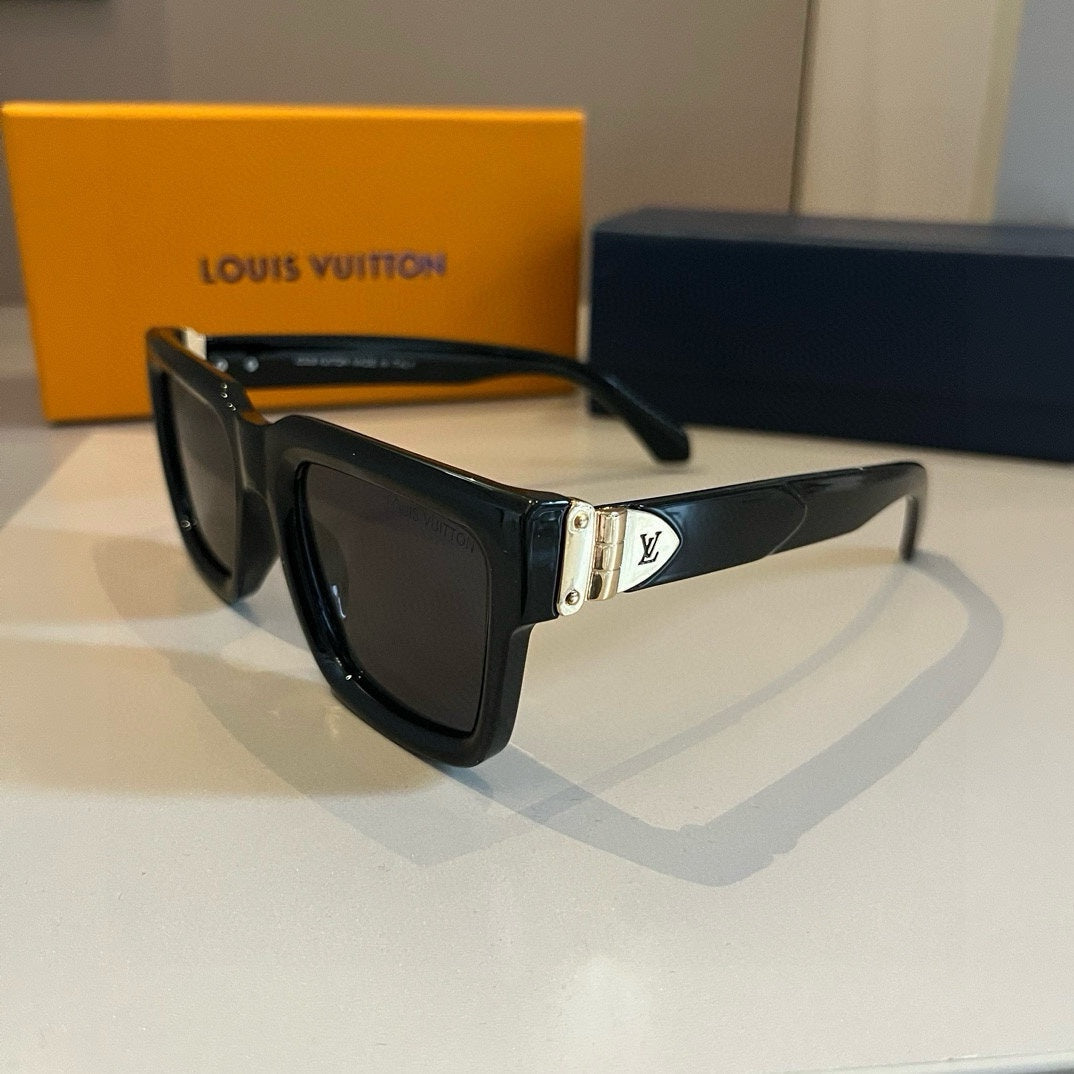 Classic Black Monogram Square Sunglasses
