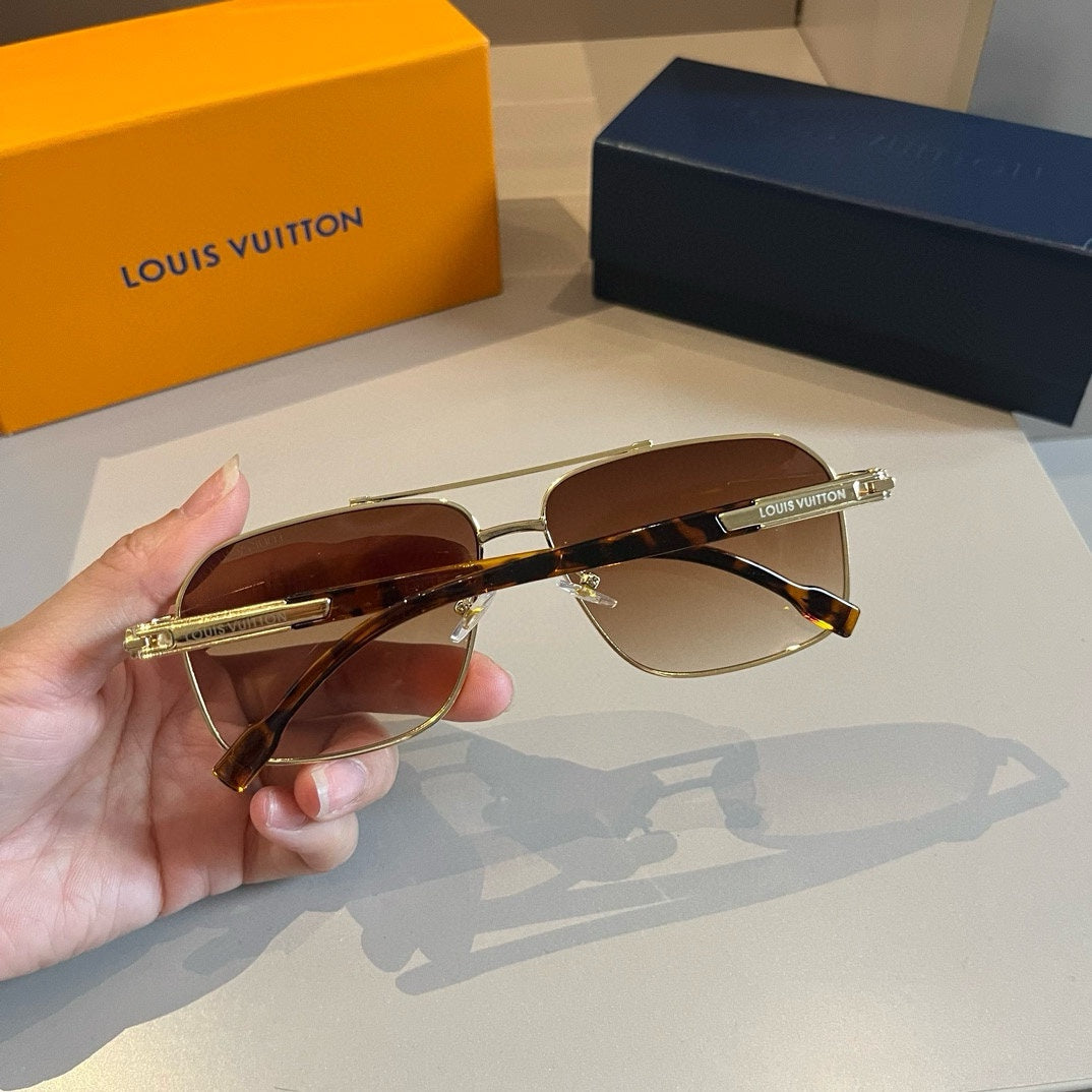 Gold Frame Tortoise Temple Sunglasses