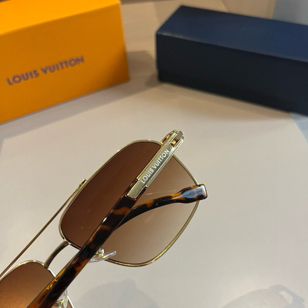 Gold Frame Tortoise Temple Sunglasses