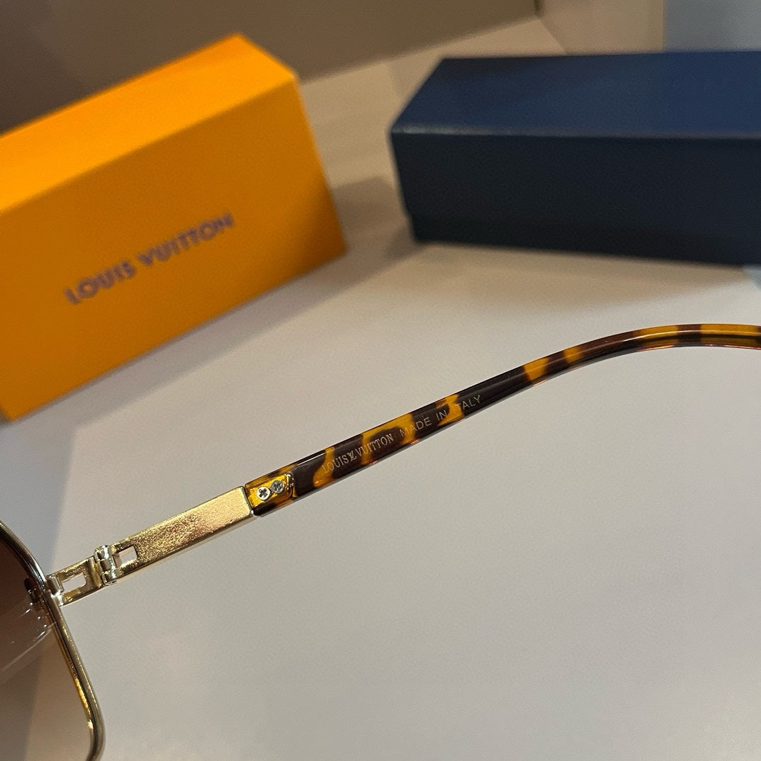 Gold Frame Tortoise Temple Sunglasses