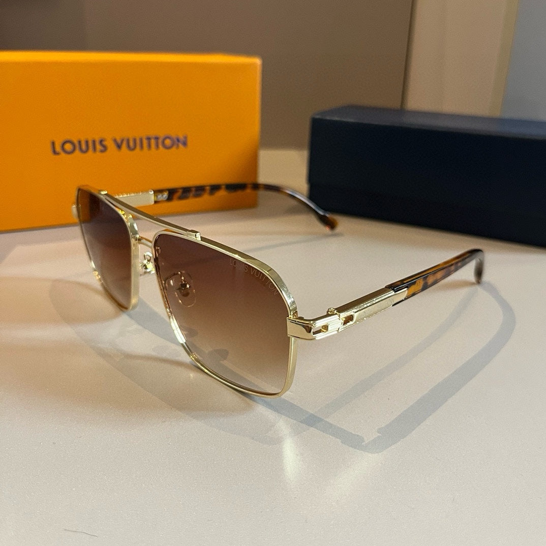 Gold Frame Tortoise Temple Sunglasses