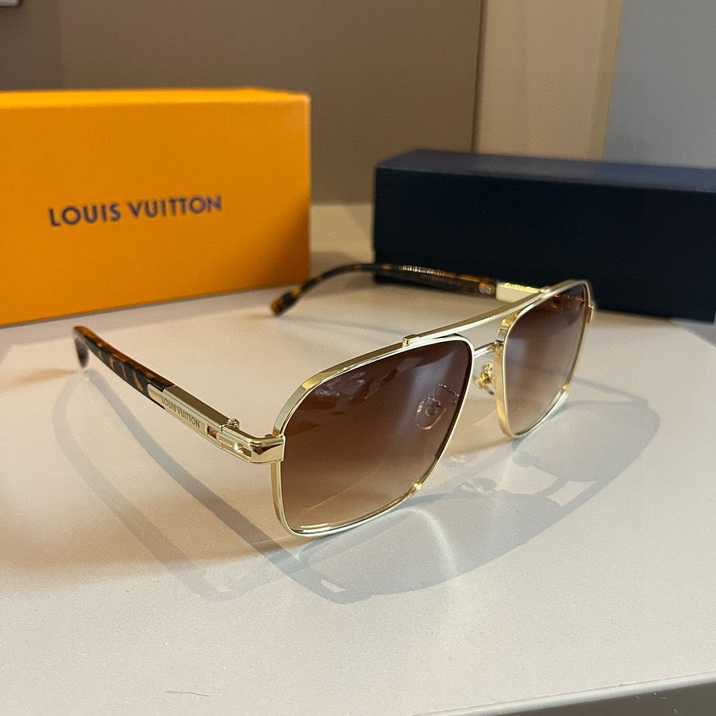Gold Frame Tortoise Temple Sunglasses