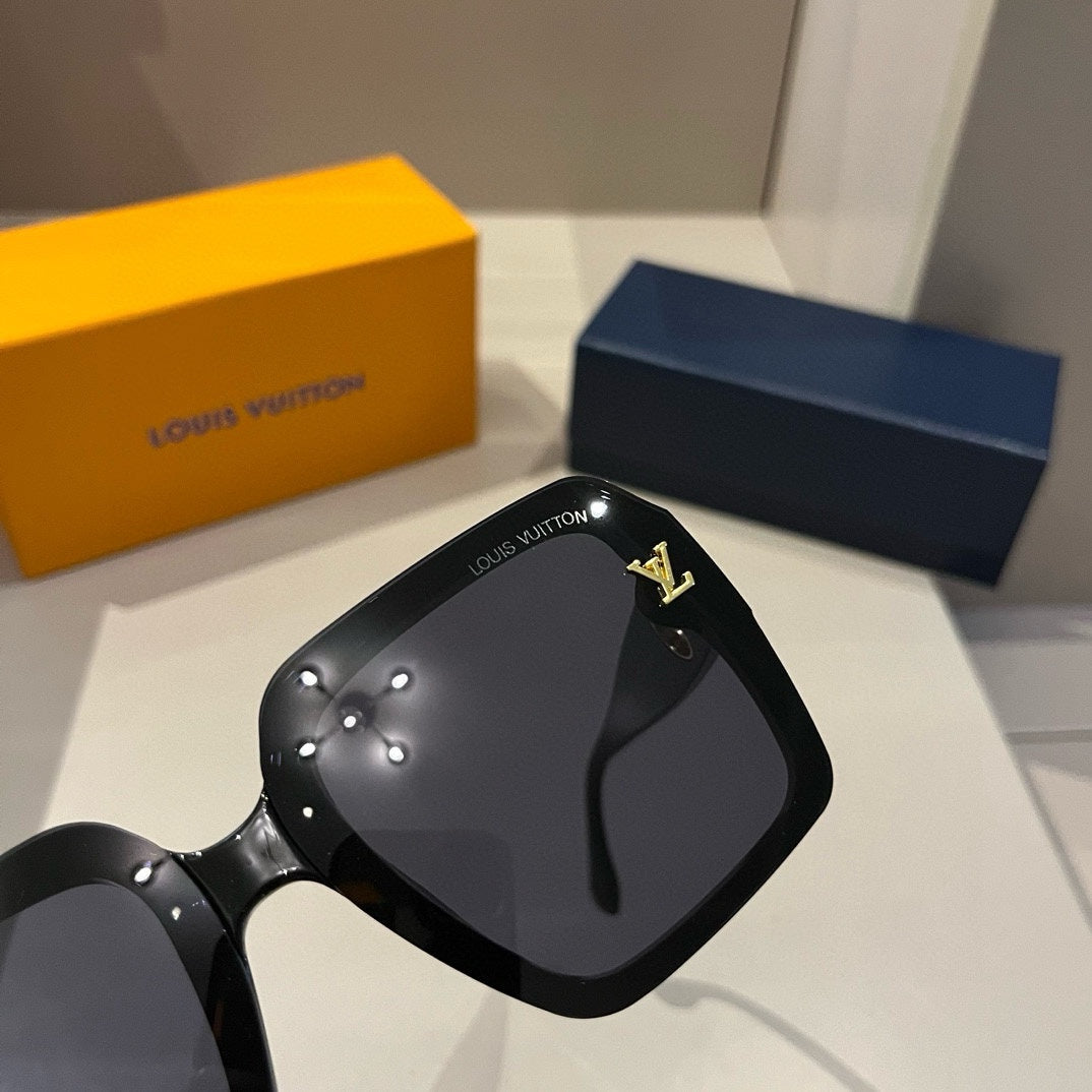 Ivory Black Frame Monogram Sunglasses