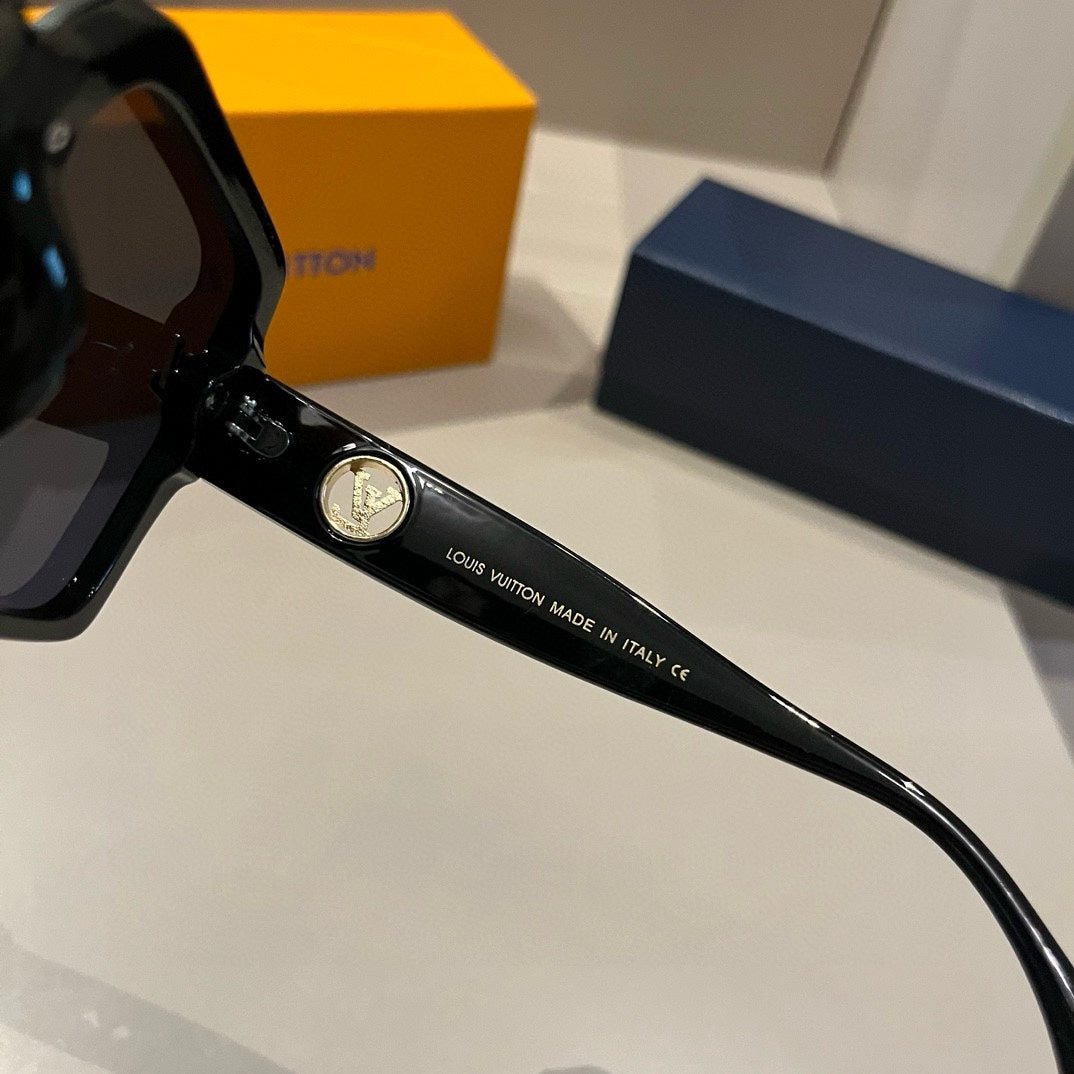 Ivory Black Frame Monogram Sunglasses