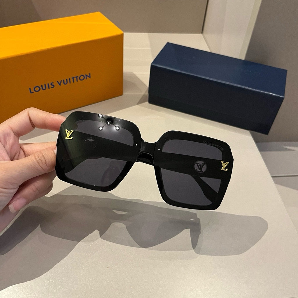 Ivory Black Frame Monogram Sunglasses