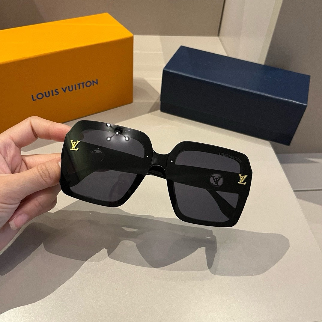 Ivory Black Frame Monogram Sunglasses