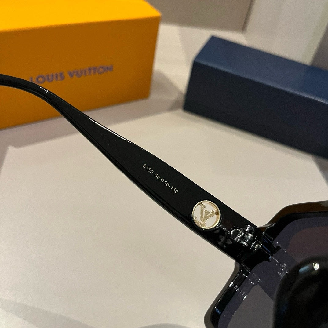 Ivory Black Frame Monogram Sunglasses