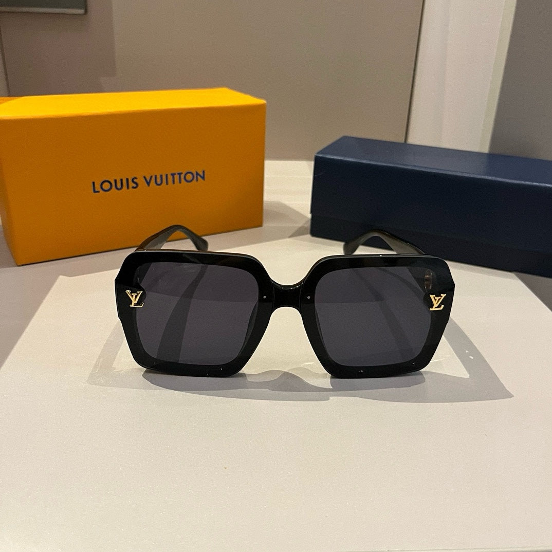 Ivory Black Frame Monogram Sunglasses