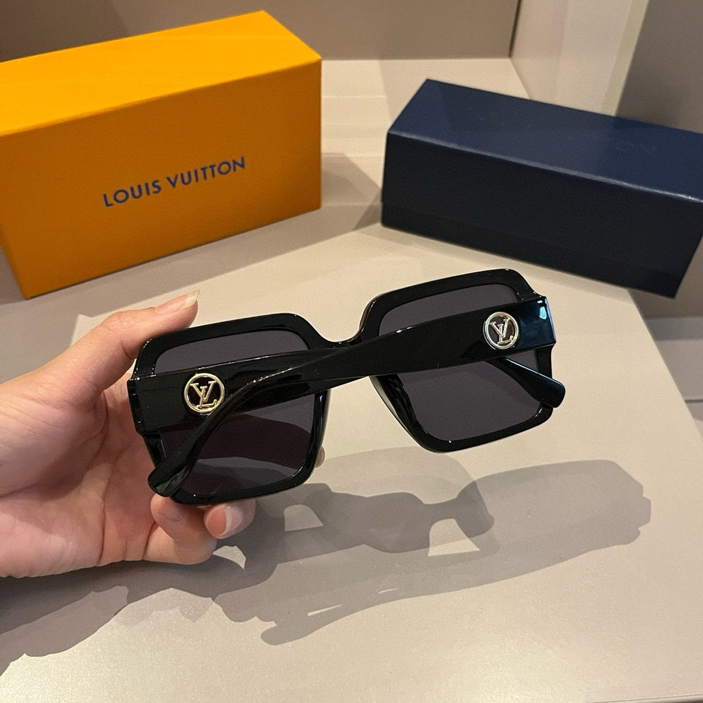 Ivory Black Frame Monogram Sunglasses