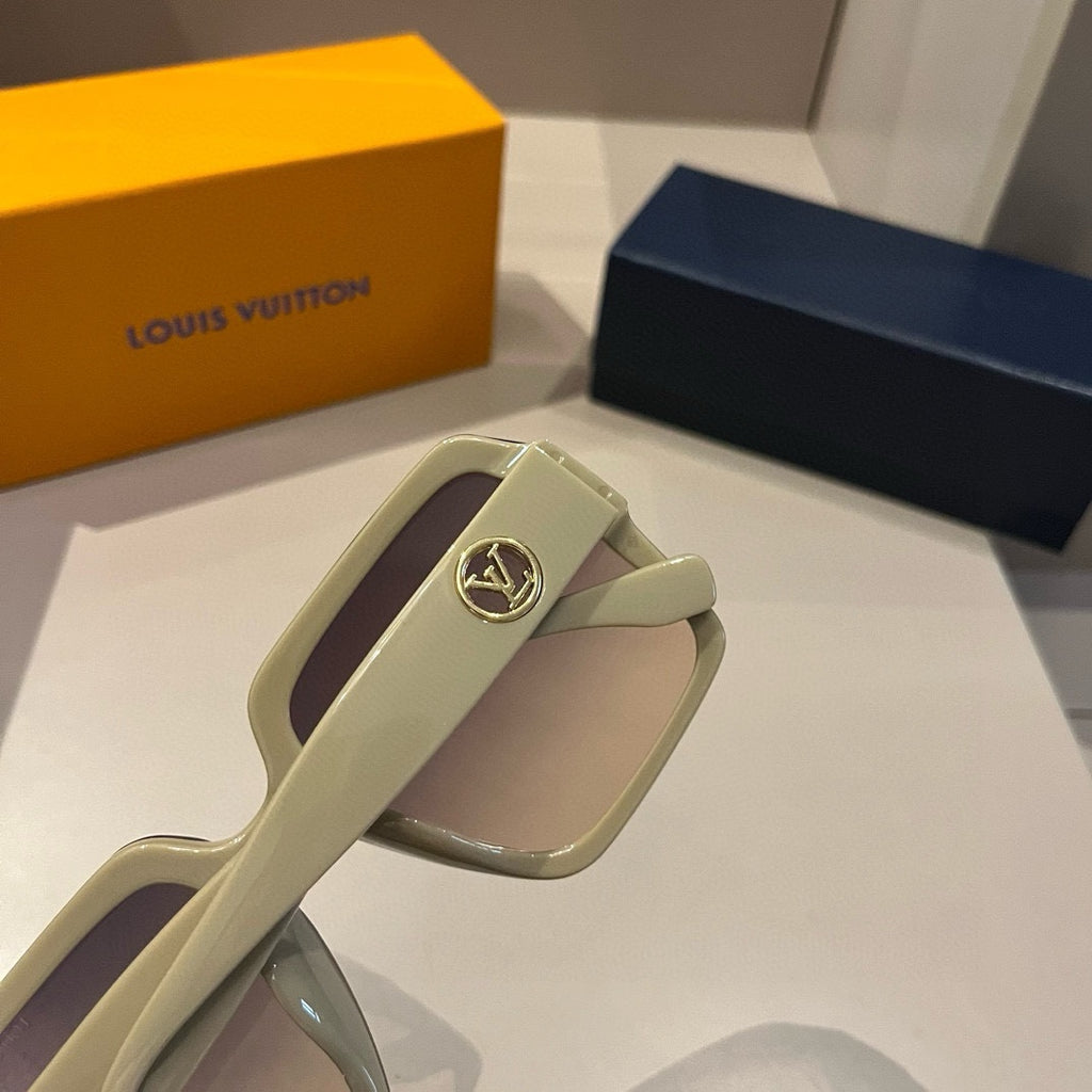 Ivory Matte Frame Monogram Sunglasses