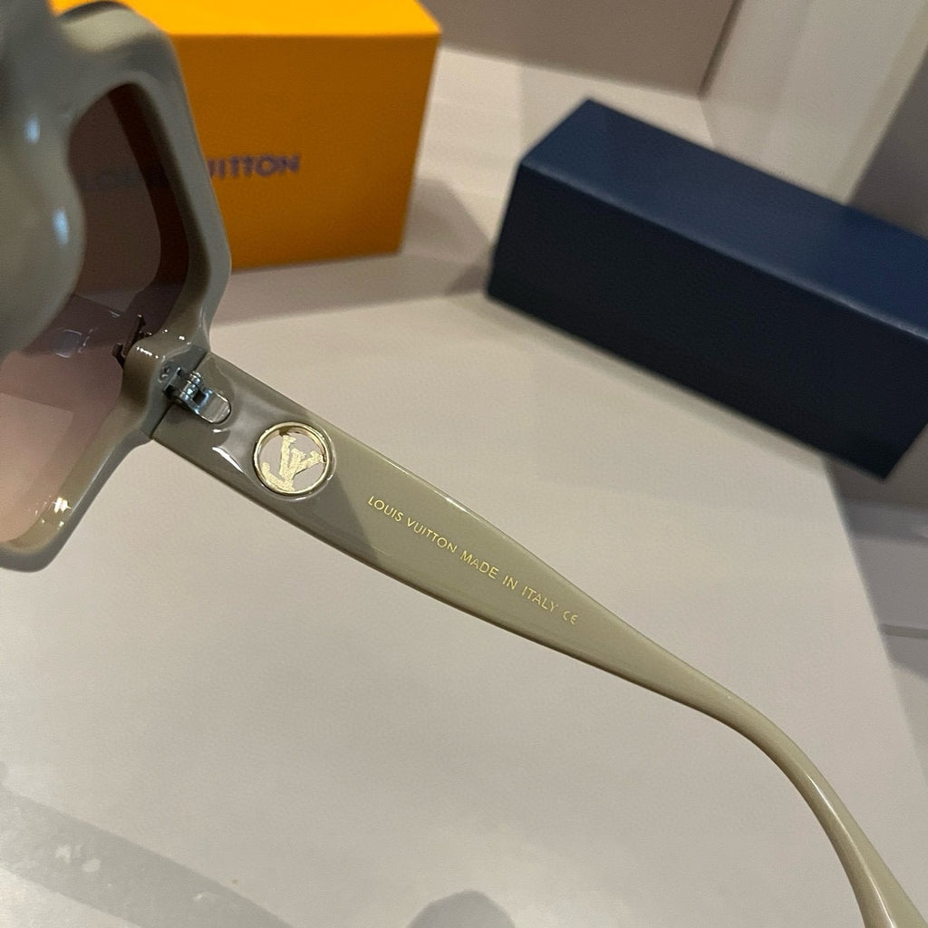 Ivory Matte Frame Monogram Sunglasses