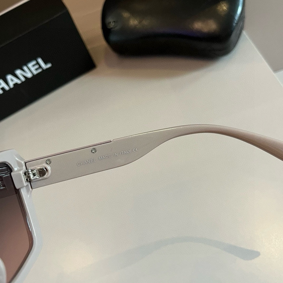 Taupe Chain-Detail Oversized Square Sunglasses