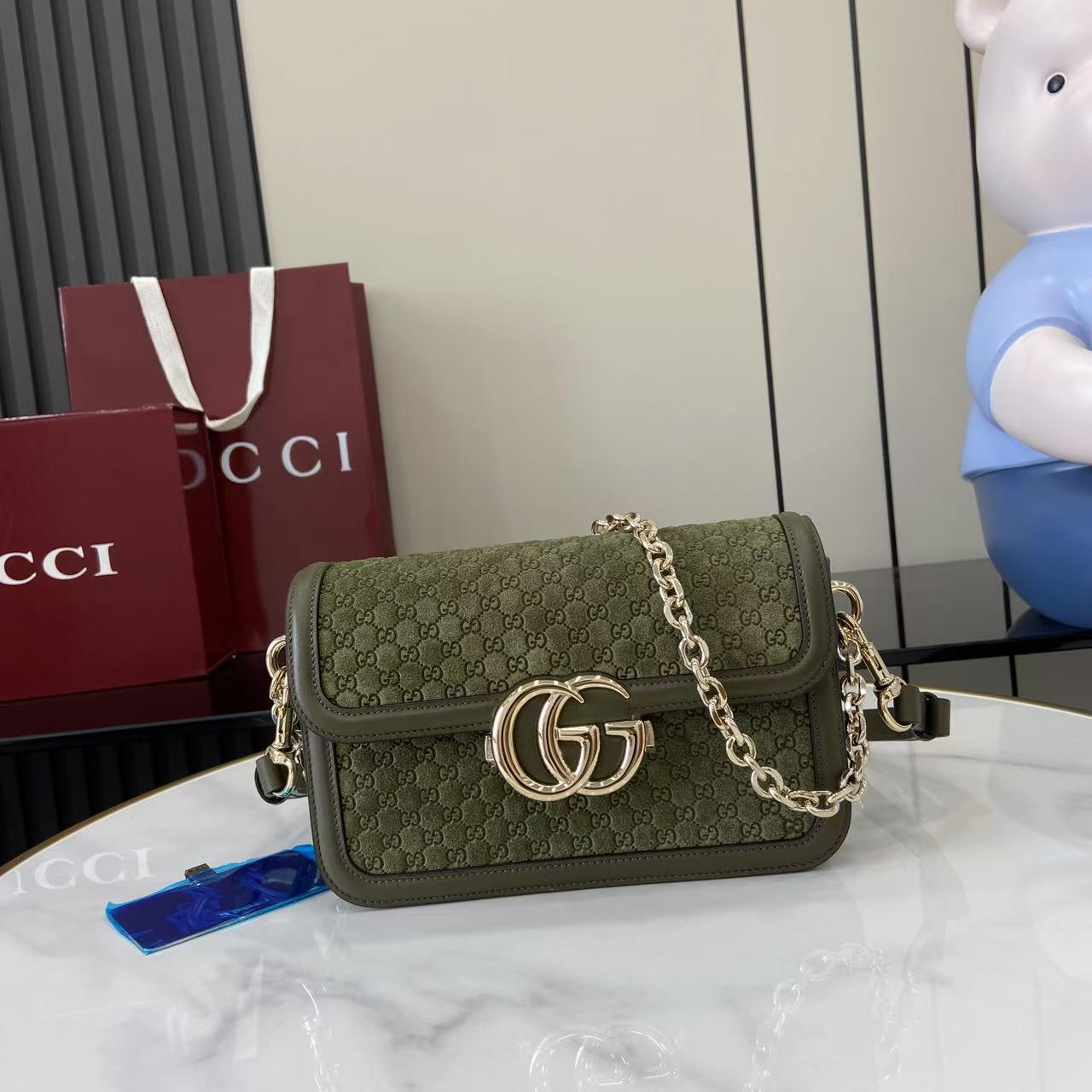 GG Marmont Small Green Shoulder Bag