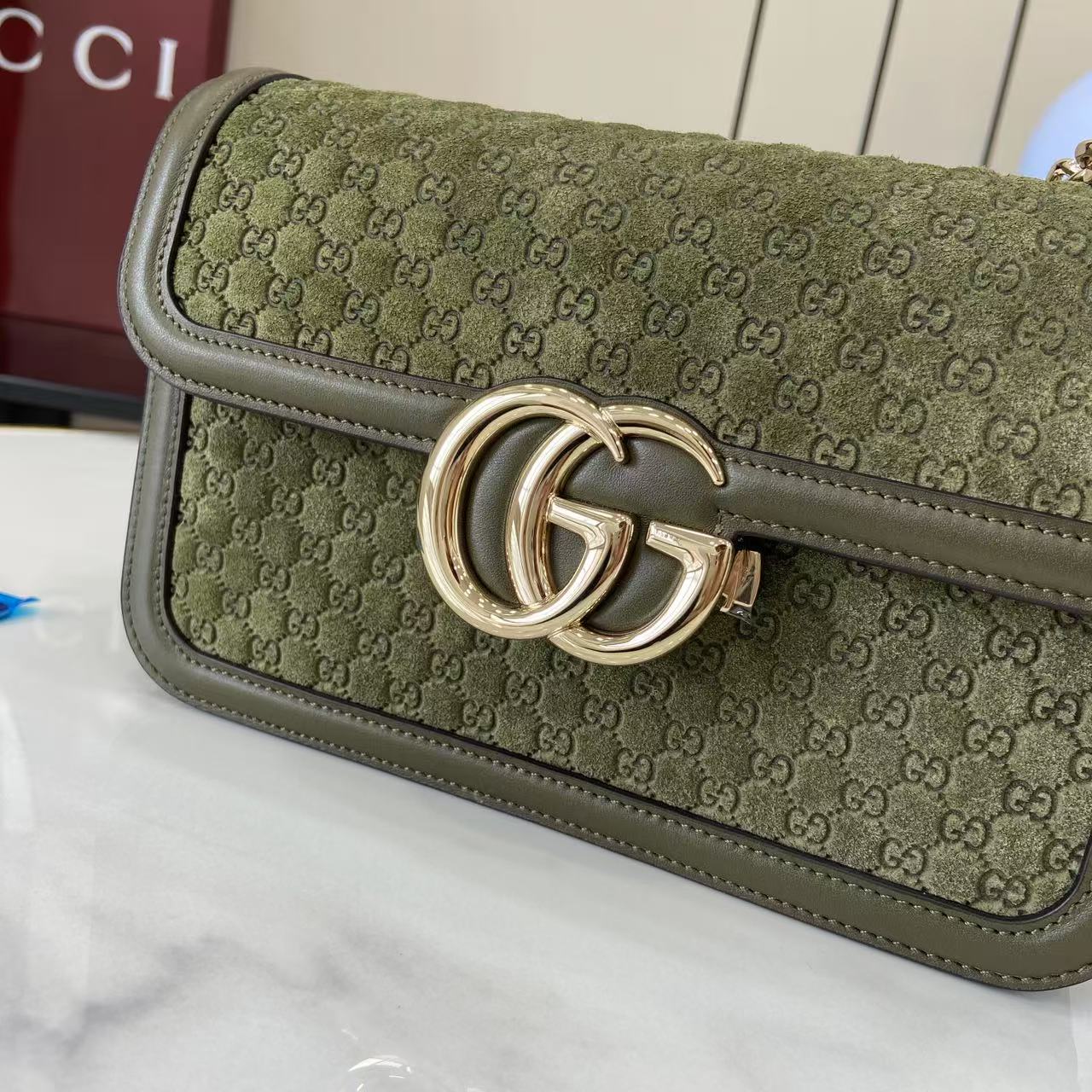 GG Marmont Small Green Shoulder Bag