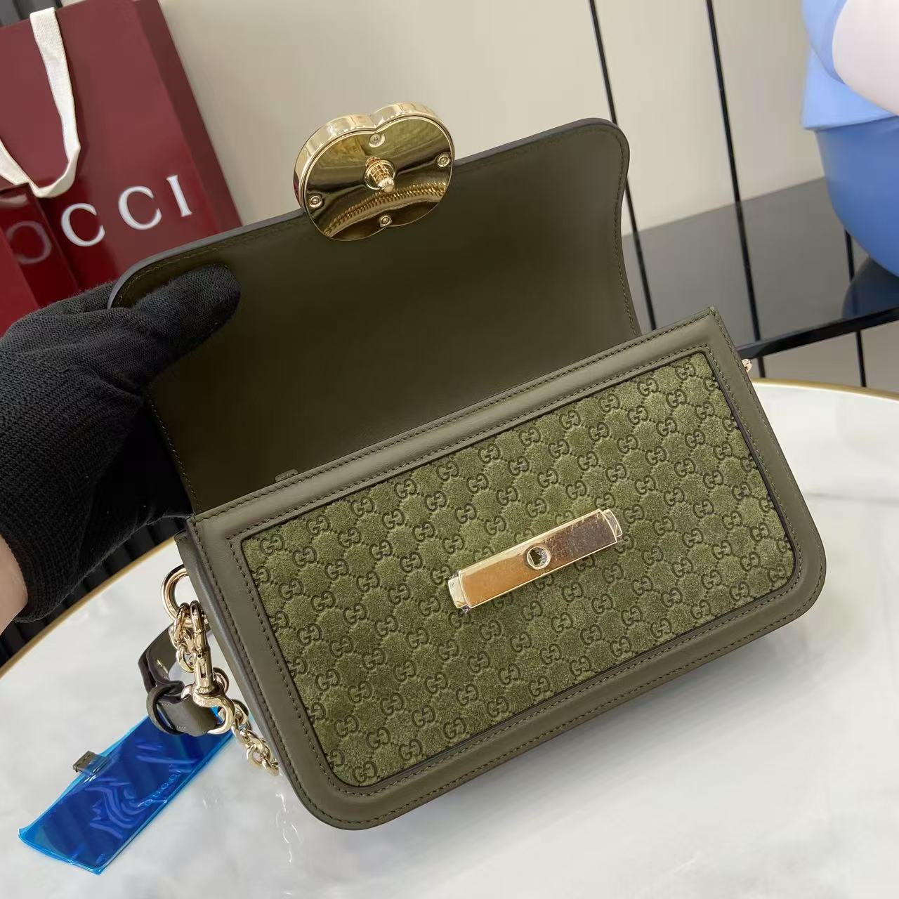 GG Marmont Small Green Shoulder Bag