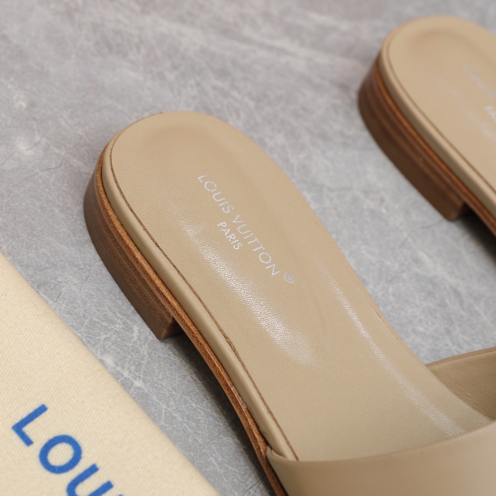 Beige Leather Slippers