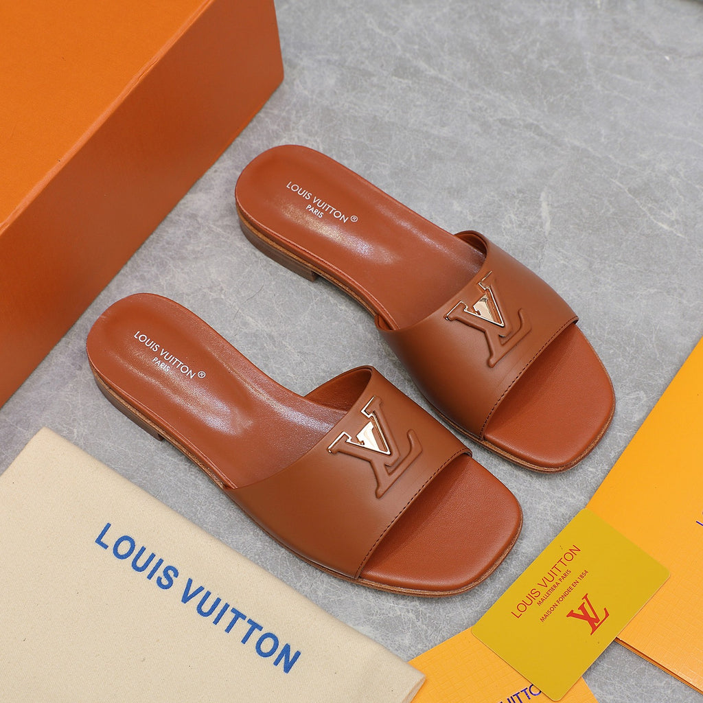 Women's Leather Slide Slippers